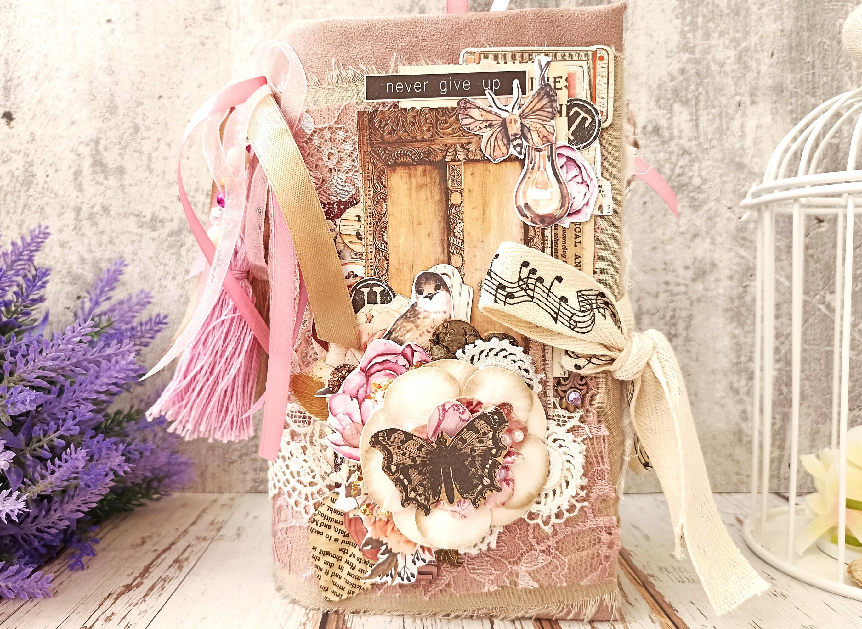 Lace Door Junk Journal Handmade Botanical Rose Treasure Book
