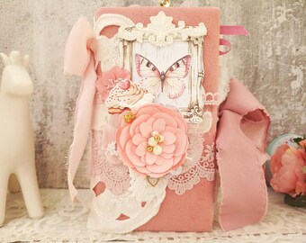 Handmade Wedding Junk Journal: Romantic Keepsake Book, Rose & Pearls 8x4in