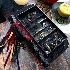 Witch Magic Junk Journal for Sale Witchy Gothic Grimoire Witchcraft Journal Handmade Halloween Night Black Floral 8 by 4 in BeeHappyJournal