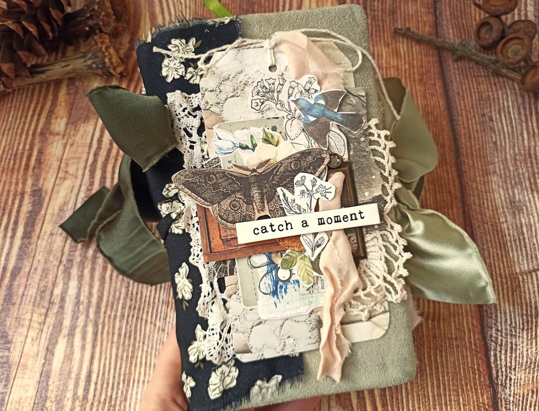 Green Forest Birds Junk Journal Handmade Large Woodland Animals ...