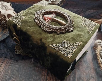 Diario de grimorio del bosque de 600 páginas, libro de hechizos de bruja verde en blanco, suave, 6*4 pulgadas