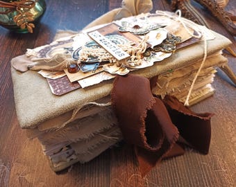 Decorated Vintage Door Junk Journal Handmade Botanical Treasure Book Scrapbook 8x4in