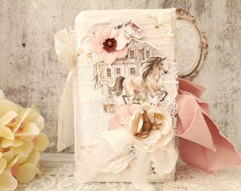 Handmade French Chic Junk Journal: Lace & Rose Garden Victorian Treasure Book 8x4in