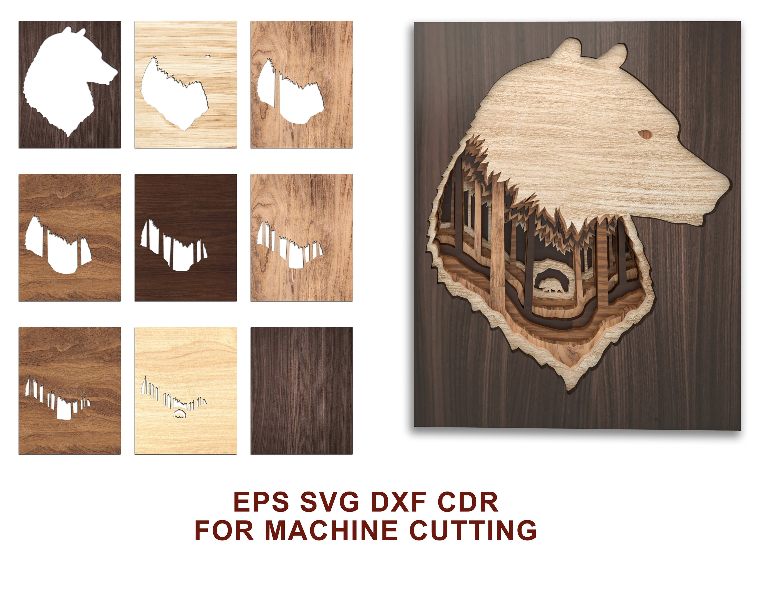 Large 09 Layer multilayer template, Vector file for laser machines, CNC file, Wall decor SVG file, CDR