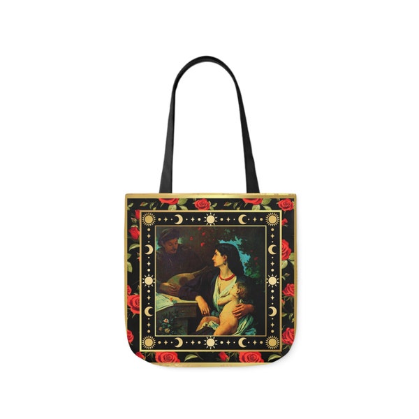 Classic Vintage Art Romantic Roses Boho Style Tote Bag 5 Strap Color Choices S.F. Remastered Version of Mandolin Player by Anselm Feuerbach