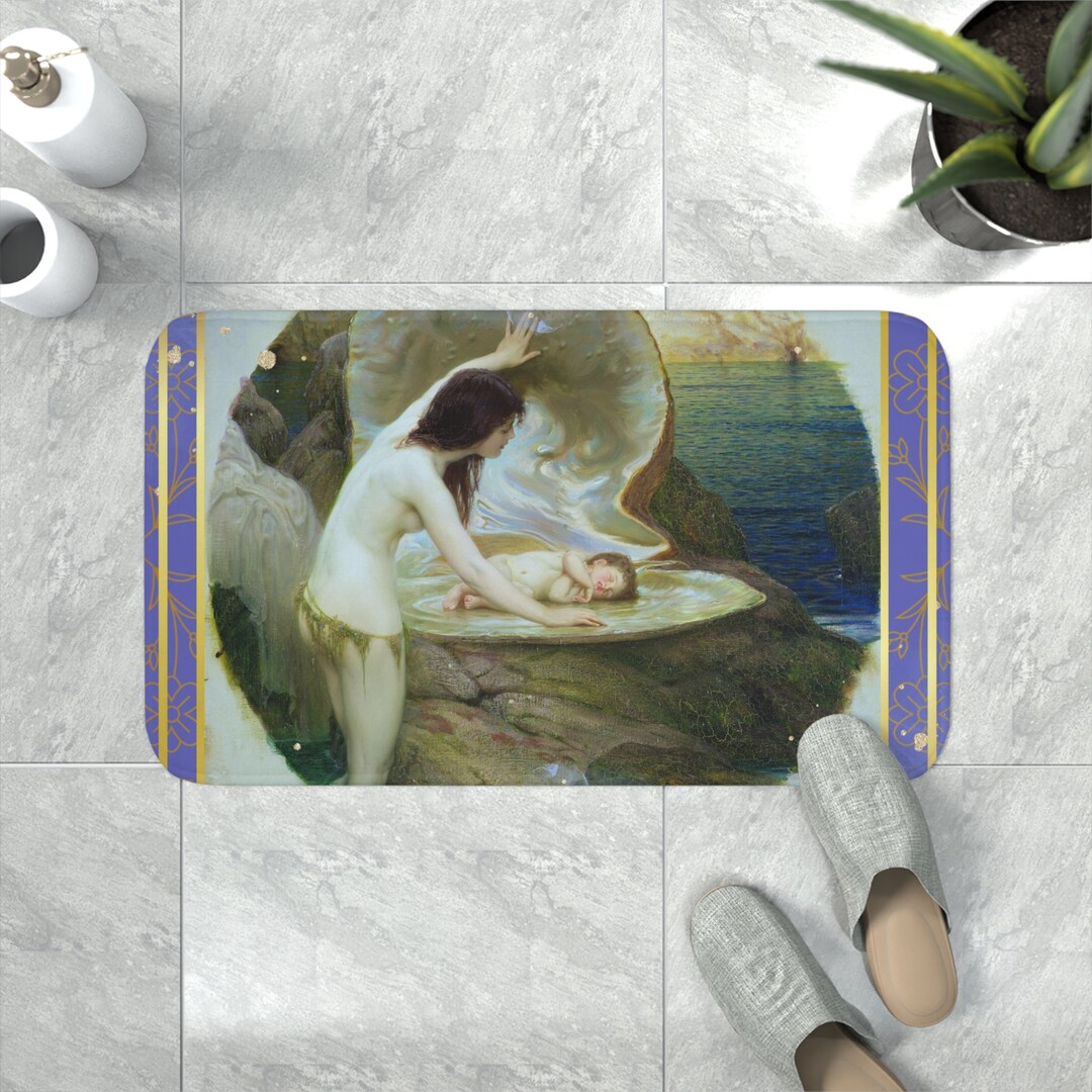 Classic Vintage Mother and Baby Fantasy Art Decor Memory Foam Bath Mat ...