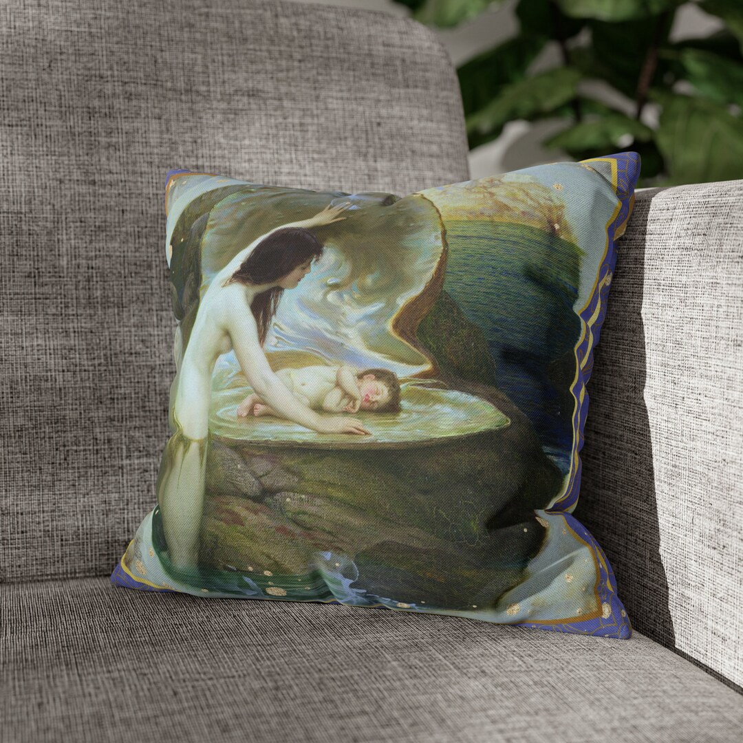 Classic Mother and Baby Fantasy Art Spun Polyester Square Pillow Case S ...