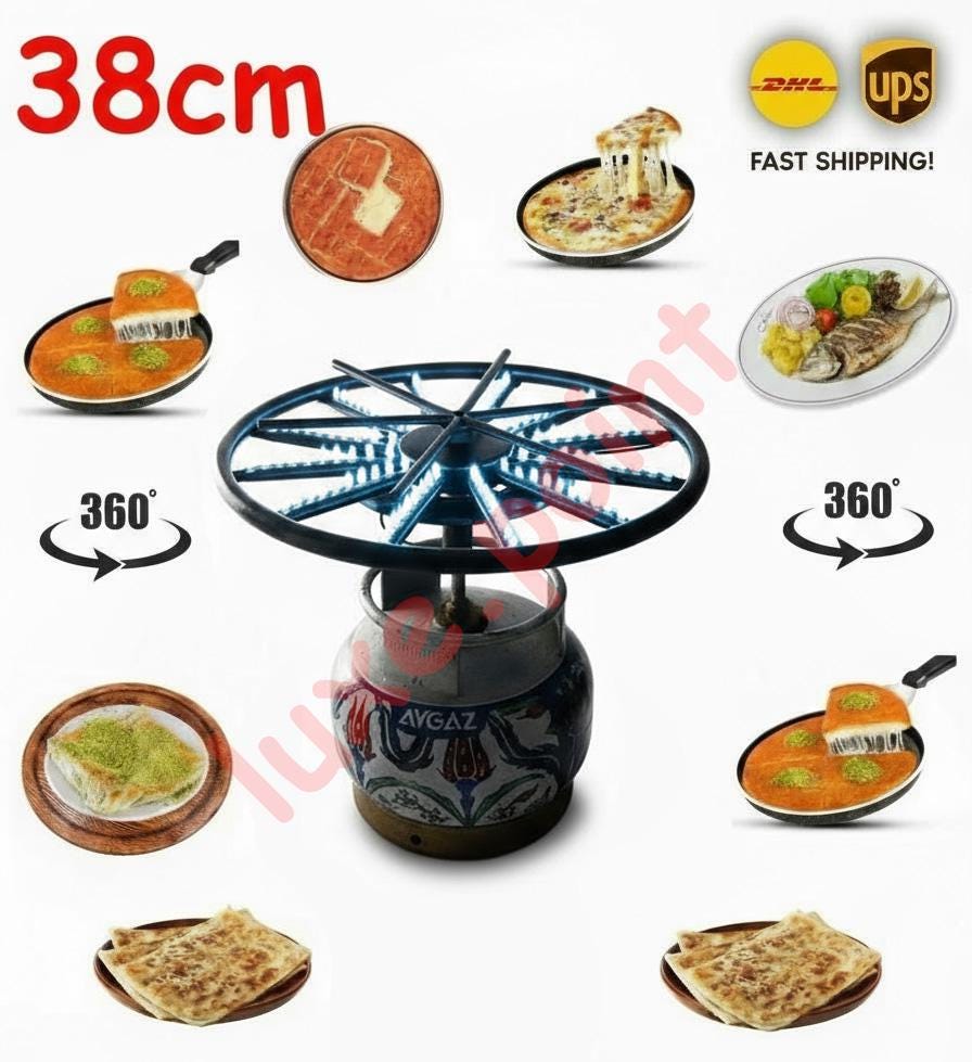 Multiple Flame 360 Degree Rotatable Knafeh Kadayif Pizza Borek