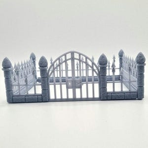 フェンス、墓地、墓地、地形、ミニチュア、未塗装、樹脂、RPG、D&D、DnD、ポスト、フェンスポスト、ウォーゲーム、テーブルトップ地形、ウォーハンマー、KoW