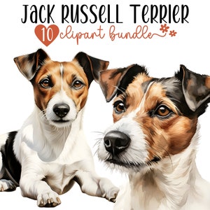 Jack Russell Terrier Clipart Bundle | 10 High-Quality PNG Files | Digital Planner, Junk journal, Digital Download | Commercial Use