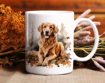 Tasse Golden Retriever aquarelle | Céramique 11 oz | tasse de café d'amant de chien | Cadeau de papa chien | Cadeau de maman chien | Tasse Chien Floral