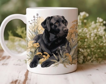 Watercolor Black Labrador Retriever Mug | 11oz Ceramic | Dog Lover Coffee Mug | Labrador Retriever Gift | Dog Dad | Dog Mom | Free D