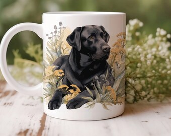 Watercolor Black Labrador Retriever Mug | 11oz Ceramic | Dog Lover Coffee Mug | Labrador Retriever Gift | Dog Dad | Dog Mom | Free D