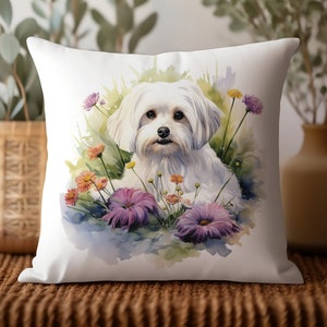 Maltese Dog Pillow Cover | Pet Home Decor Gift Ideas | Dog Mom Gift | Cute Dog Throw Pillow Case | Dog Lover Gift