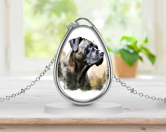 Cane Corso Oval Necklace Silver Dog Jewelry Pendant Charm Dog