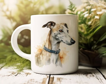 Aquarel windhond mok | 11oz Keramiek | Hondenliefhebber koffiemok | Windhond cadeau | Hond papa | Hondenmoeder | Greyhound-merchandise |