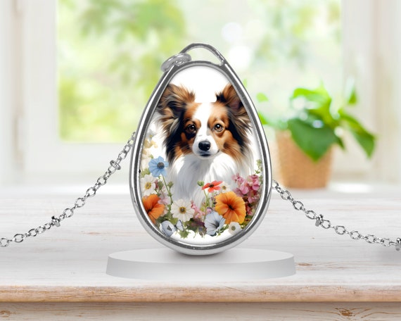 Papillon Dog Oval Necklace