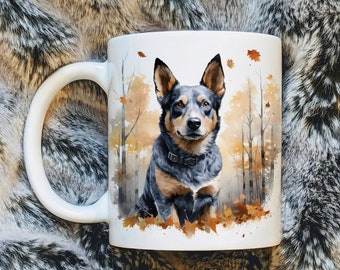 Australian Cattle Dog Mug, Dog Lover Gift, Fall Dog Mug, Autumn Coffee Mug, Cattle Dog Mom Gift, Cattle Dog Coffee Cup, Thanksgiving Gift