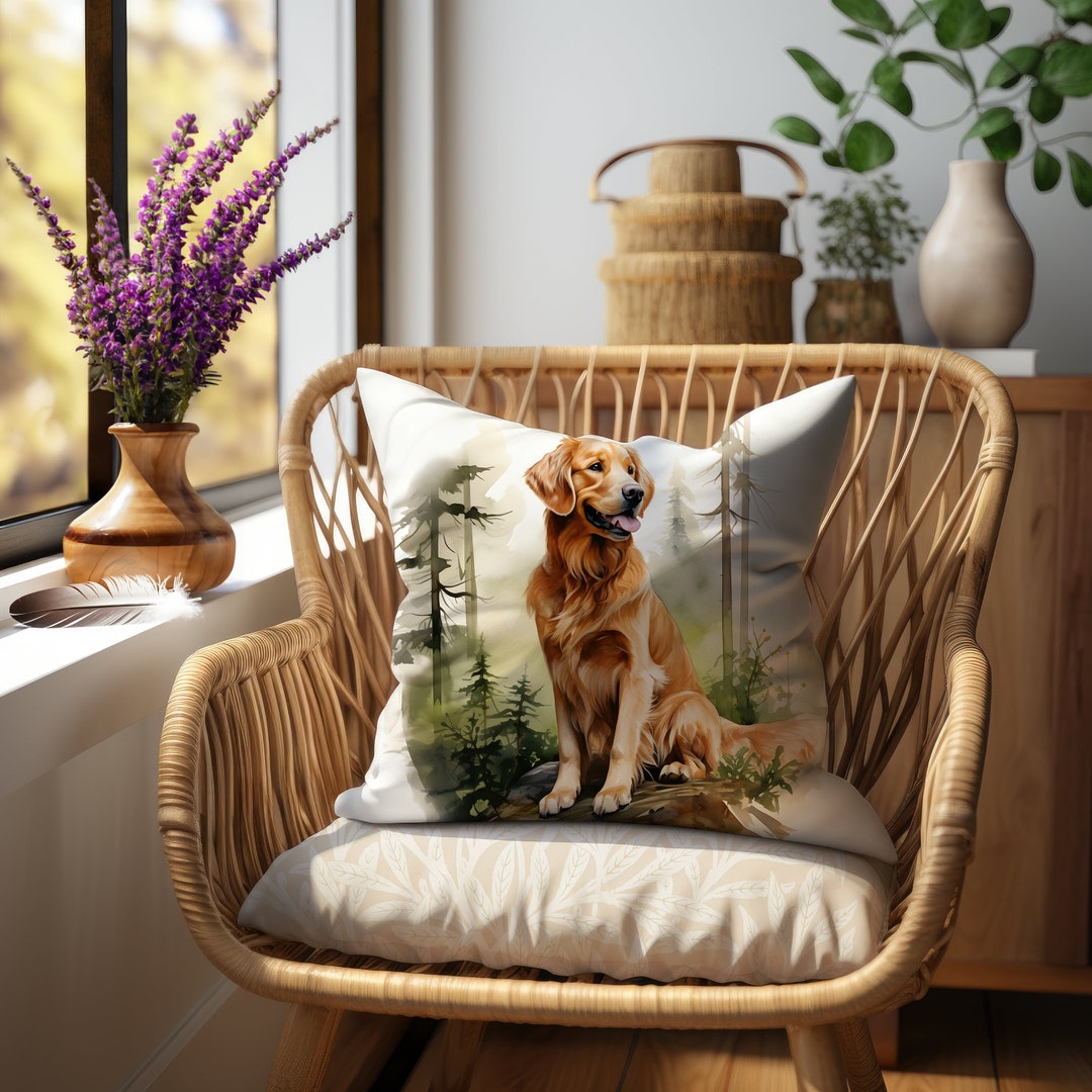 Golden Retriever Pillow Cover, Dog Mom Gift, Housewarming Gift, Golden Retriever Cushion Case