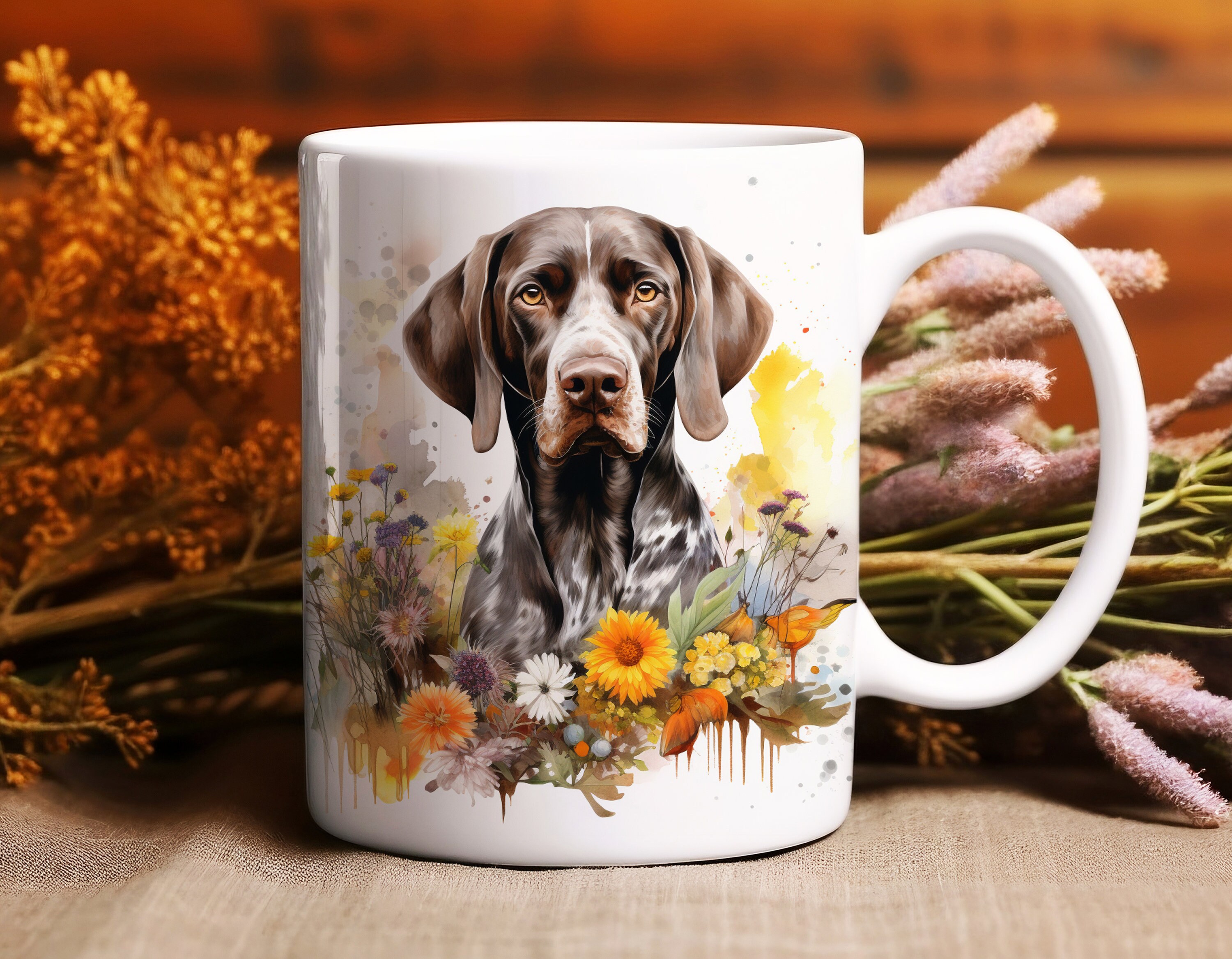 Watercolor German Shorthaired Pointer Mug 11oz Ceramic Dog Lover Coffee Mug GSP Gift Dog Dad Dog Mom Floral Dog Mug Etsy Canada