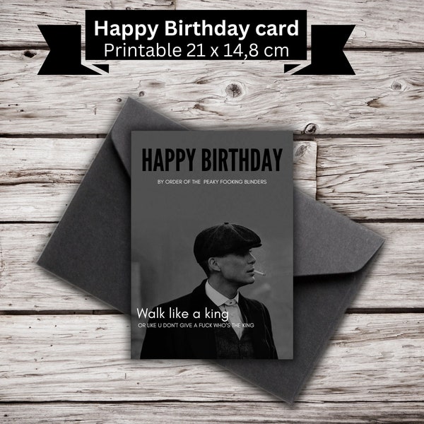 21x 14,8 cm Happy Birthday Printable Greeding Card *Peaky Blinders