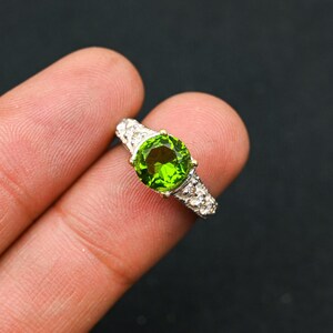 Natural Peridot Ring, 925 Sterling Silver Ring, Handmade Ring, Wedding Ring, Silver Gemstone Ring, Wedding Ring, Gift For Her Everyday Ring