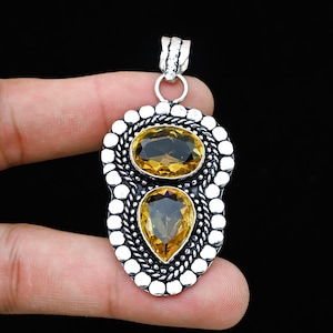 Pendentif saphir, pendentif pierre précieuse saphir, pendentif en argent sterling 925, pendentif fait main, cadeau pour elle, cadeau de mariage, cadeau pendentif vintage