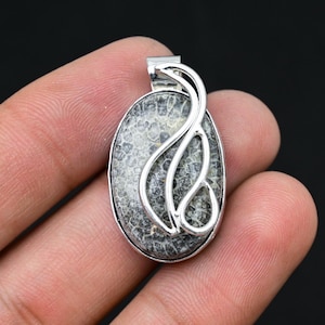Fossil Coral Pendant, 925 Sterling Silver Pendant, Wedding Jewelry, Silver Necklace, Bohemian Pendant, Women Engagement Jewelry