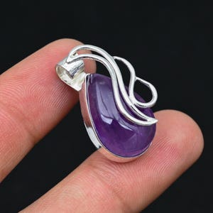 Amethyst Silver Pendant, 925 Sterling Silver Jewelry, Pear Shape Amethyst , Designer Natural Amethyst Gemstone Pendant, Gift For Valentine