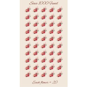 Digital Floral Save 1000 Savings Challenge ~ A6 Digital Savings Challenge ~ Savings Goals Tools