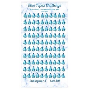 Digital Blue Topaz Savings Challenge 200 ~ Digital Printable PDF ~ A6 Sinkings Fund Savings ~ Low Income Savings Challenge