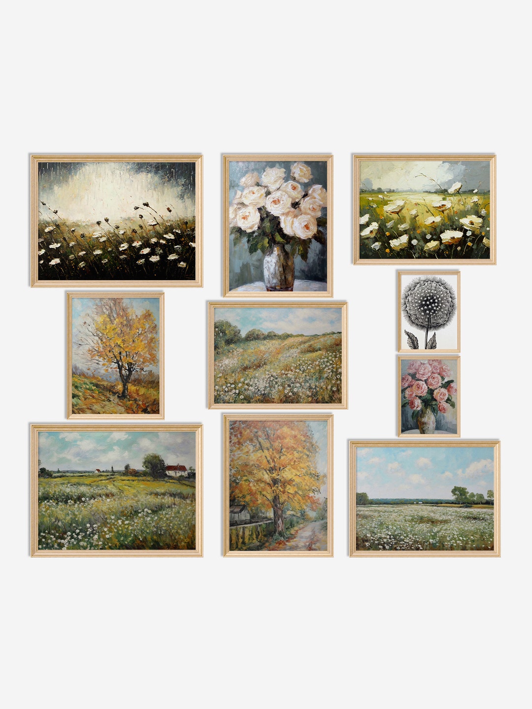 Vintage Rustic Farmhouse Gallery Wall Art Set / SET OF 10 / Rustic Room