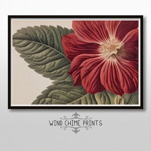 Vintage Botanical Art - Red Floral Print / Vibrant Red / Wall Decor / Floral Art / Printable Art / #0143