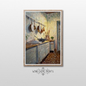 Kitchen Art Download Rustic Pans in the Kitchen / Neutral Tones / Kitchen Wall Art / Vintage Art / Living Room Art / Printable Art / #0131