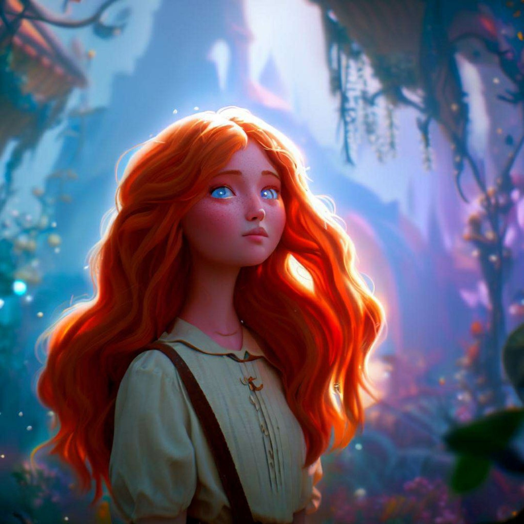 Magical Girl Wall Art Jolene Growing up Home Decor, Ai Art Redhead