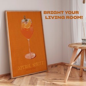 Tropical Aperol Spritz Wall Art Print: Colorful and Vibrant Illustration to Brighten any Room Decor - Aperol Spritz print - Cocktail print
