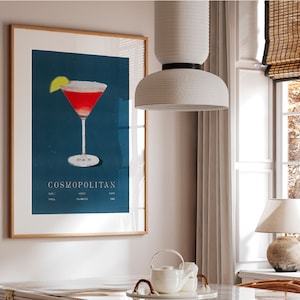 Colorful Cosmopolitan Art Print: Vibrant Illustration to Enhance Room Decor - Cosmopolitan print - Cocktail poster