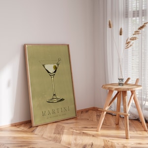 Martini Cocktail Art Print | Bar Cart Decor | Classic Martini Art Poster | Trendy Wall Art | Alcohol Sign for Bar