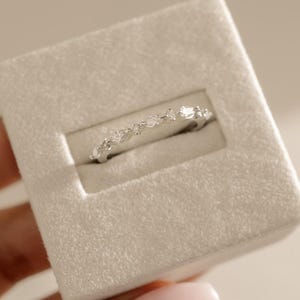 Alternating Lab Grown Diamond Wedding Band, Marquise and Round Lab Diamond Band Half Eternity Band, Dainty Stackable Ring