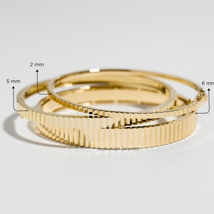 14K Solid Gold Fluted Wedding Bangle, Vintage Ladies Ribbed Fluted Bangle Bracelet,  Perfect Jewelry Gift For Her, Gift For Him