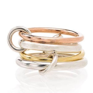 14KGF Multi Link Connected Rings, Trinity Ring, Tricolor