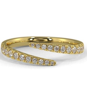 Open Diamond Wrap Band, Spiral Ring, Open Band, Stacking Band, Round Cut Lab Grown Open Wrap Ring, Spiral Wedding Band, Bypass Band
