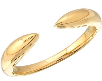 14k Gold Claw Ring, Solid Gold Cuff Ring, Engagement Ring Stacking, 14k White, Rose, Yellow Gold, Trendy Gold Ring, Plain Gold Ring For Gift