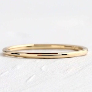 14k Gold Simple Wedding Band Ring, Thin Gold Ring, Simple Plain Gold Ring, Minimalist Wedding Ring, 1.90mm, Stacking Plain Gold Ring,