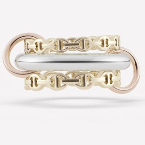 10K Gold Sailor Chain Ring, Gold Chain Link Ring, Connected Statement Ring, Unique Chain Ring, Mariner Link Ring, Chunky Cuban Chain Ring