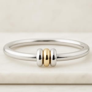 10K Gold Linked Ring, Link Connected Ring, Two Tone Gold Ring, Chunky Gold Connector Ring Minimalist Linked Gold Ring, Interlocking Ring Her