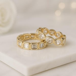 3.00 TCW Emerald Diamond Full Eternity Band | Lab Made Bezel Set Diamond Band | Solid Gold Diamond Wedding Band | Women&#39;s Jewelry Collection