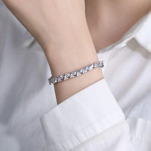 Sterling Silver Marquise Lab Diamond Tennis Bracelet - Eternity Design