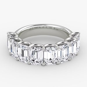 Emerald Cut Lab Grown Diamond Eternity Band Solid Gold Wedding Ring Lab Grown Diamonds Half Eternity Statement Ring Eternity Ring