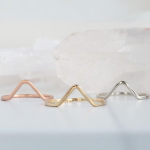 14K Solid Gold V Ring 925 Sterling Silver V Ring Chevron Ring Minimalist Ring Mother&#39;s Day Gift Valentine&#39;s Day Gift Christmas Gift